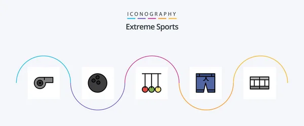 Sport Line Filled Flat Icon Pack Including Sport Tennis Field — Stockvector