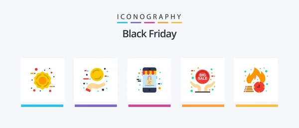 Black Friday Flat Icon Pack Including Discount Free Delivery Discount — Stock Vector
