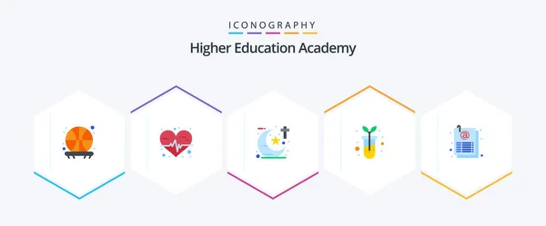 Academy Flat Icon Pack Including Page Studies Email Botany — ストックベクタ
