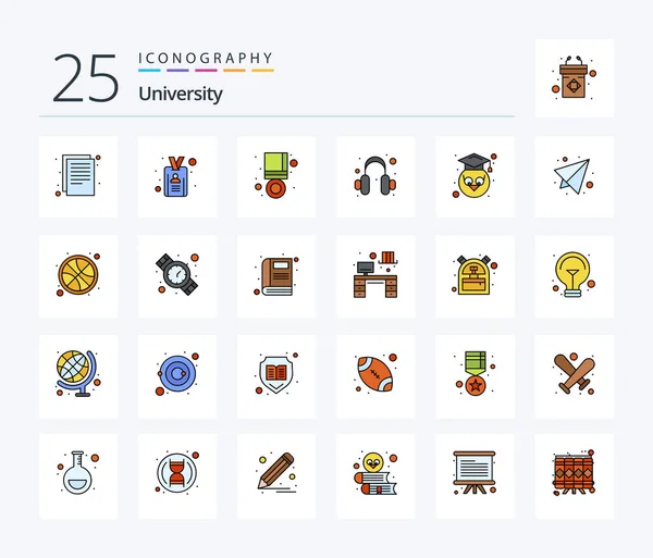 University Line Filled Icon Pack Including Professor Achieve Support Audio — Archivo Imágenes Vectoriales