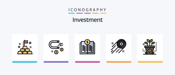 Investment Line Filled Icon Pack Including Investment Laptop Back Investment — Διανυσματικό Αρχείο