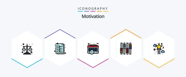 Motivation Filledline Icon Pack Including Success Stairs Calendar Climbing Editing — Stockvector