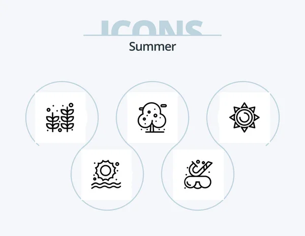 Summer Line Icon Pack Icon Design Tree Beach Plant Beach —  Vetores de Stock