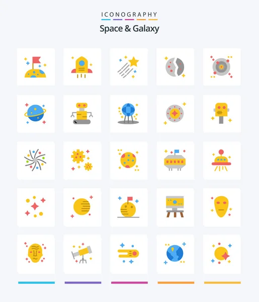 Creative Space Galaxy Flat Icon Pack Space Galaxy Space Space — Stock vektor