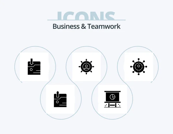 Business Teamwork Glyph Icon Pack Icon Design Planning Corporate Presentation — Stok Vektör