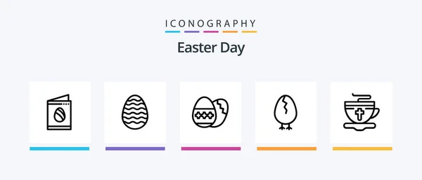 Easter Line Icon Pack Including Easter Easter Bynny Holiday Creative — Stock Vector