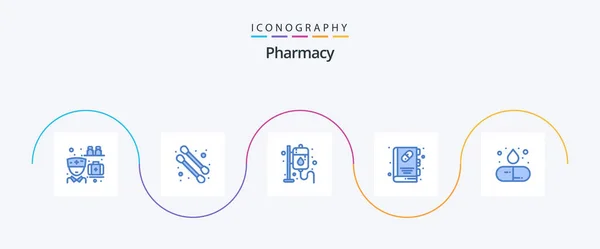 Pharmacy Blue Icon Pack Including Medicine Drug Medicine Capsule Health — Stock Vector