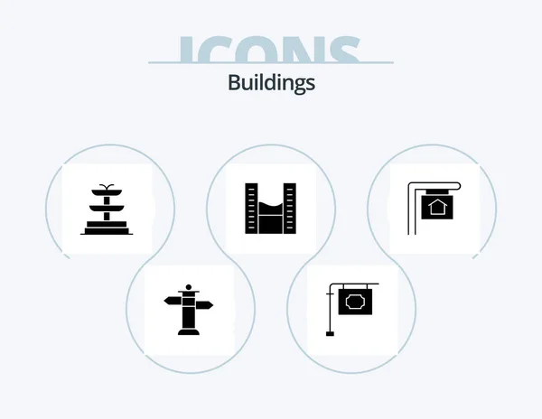 Buildings Glyph Icon Pack Icon Design Buildings Sign Sale — Stockvector