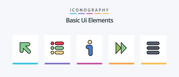 Basic Elements Line Filled Icon Pack Including Write Task List — Stock vektor
