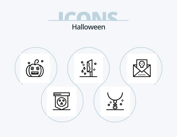 Halloween Line Icon Pack Icon Design Horror Board Monster Flask — Stock Vector