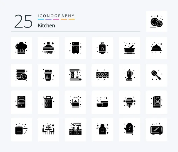 Kitchen Solid Glyph Icon Pack Including Food Mortar Kitchen Kitchen — Διανυσματικό Αρχείο