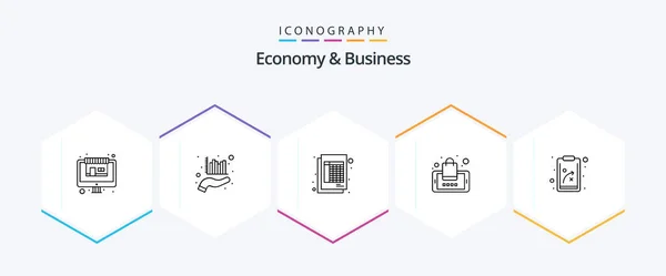 Economy Business Line Icon Pack Including Plan Smartphone Document Shopping — Stok Vektör