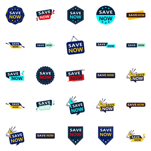Versatile Typographic Banners Promoting Savings Media — Vettoriale Stock