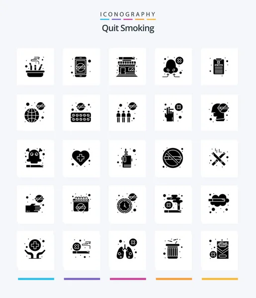 Creative Quit Smoking Glyph Solid Black Icon Pack Treatment Smoking — Stok Vektör