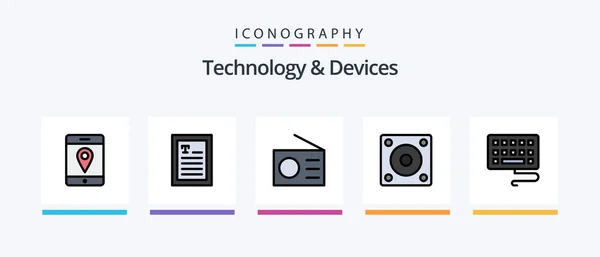 Devices Line Filled Icon Pack Including Motherboard Memory Hardware Website — Stockvector