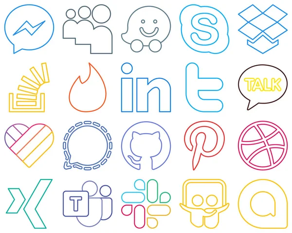 High Resolution Customizable Colourful Outline Social Media Icons Kakao Talk — Archivo Imágenes Vectoriales