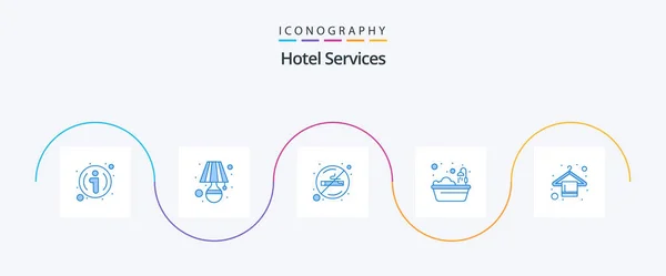 Hotel Services Blue Icon Pack Including Wardrobe Shower Healthcare Hotel — Vetor de Stock