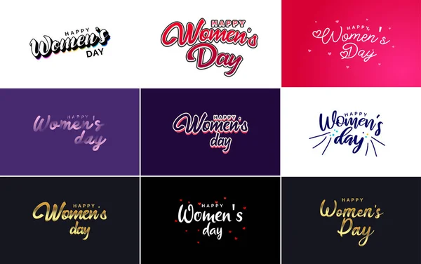 International Women Day Vector Hand Written Typography Background — 图库矢量图片