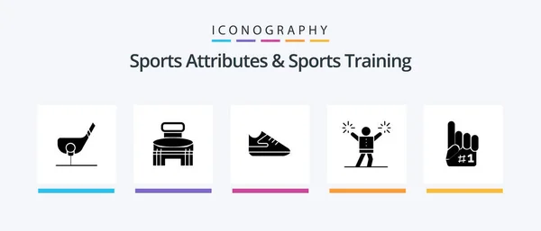 Sports Atributes And Sports Training Glyph 5 Icon Pack Including fanatic. encourage. sport. cheerleading. sports. Creative Icons Design