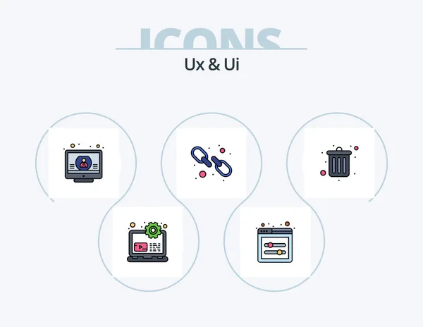 Line Filled Icon Pack Icon Design Development Search Configuration Scan — Vetor de Stock