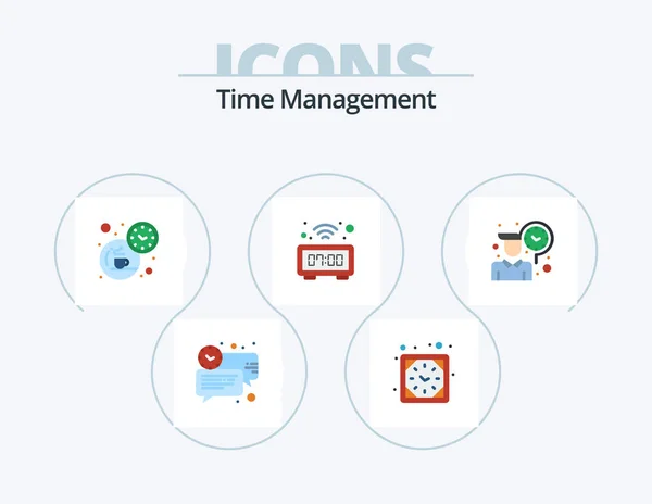 Time Management Flat Icon Pack Icon Design Employee Table Watch — Stok Vektör