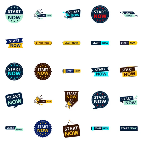 Start Now Unique Typographic Designs Drive Engagement Action — Stok Vektör