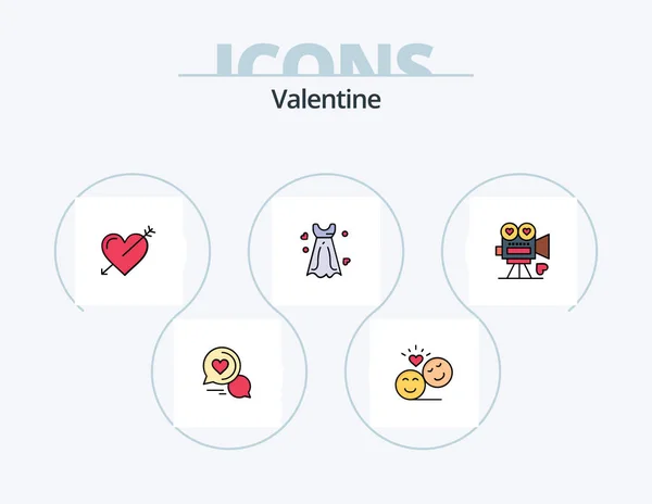 Valentine Line Filled Icon Pack Icon Design Mail Day Feb — Stockvector