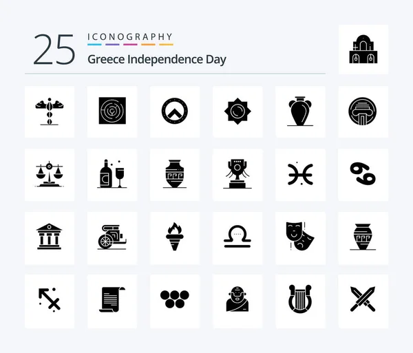Greece Independence Day Solid Glyph Icon Pack Including Nation Greece — Stock Vector