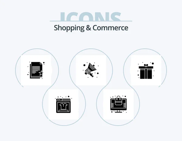Shopping Commerce Glyph Icon Pack Icon Design Reward Heart Gift — Stockvector