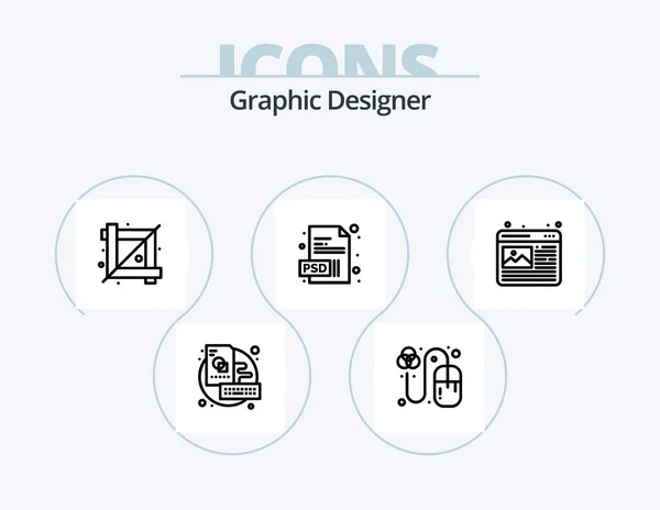 Graphic Designer Line Icon Pack Icon Design Grid Designing Jewel — Stock Vector