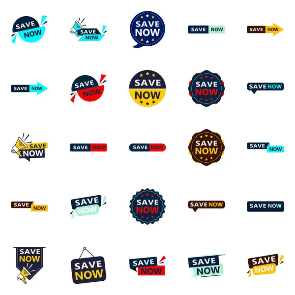 Now Fresh Typographic Elements Lively Saving Campaign — Stockový vektor