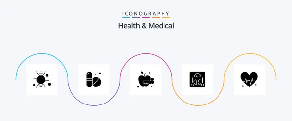 Health Medical Glyph Icon Pack Including Beat Food Heart Weight — Stockový vektor