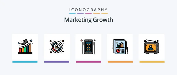 Marketing Growth Line Filled Icon Pack Including Advertisement Security Business — Stockový vektor