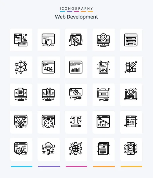 Creative Web Development Outline Icon Pack Form Map Badge Location — Image vectorielle