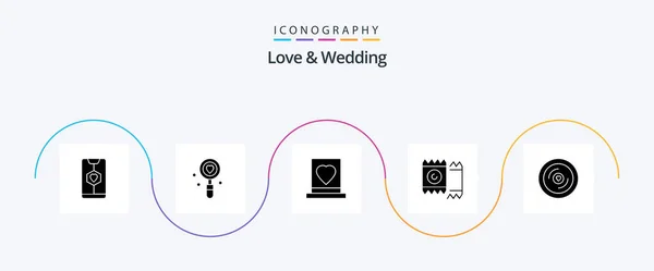 Love Wedding Glyph Icon Pack Including Lover Condom Search Passion — Stok Vektör