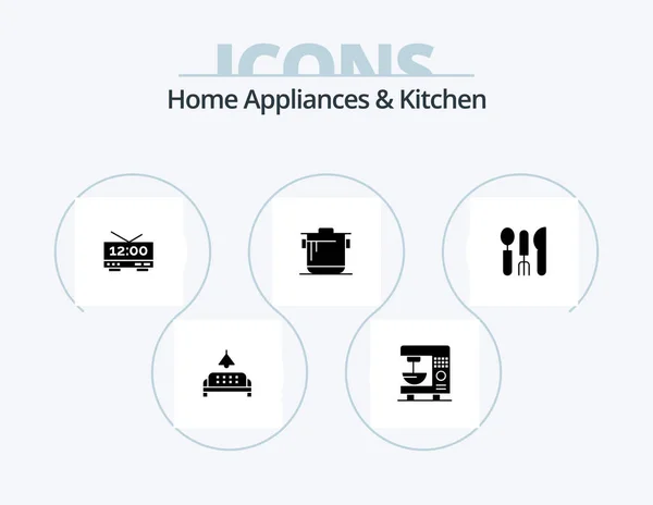 Home Appliances Kitchen Glyph Icon Pack Icon Design Kitchen Machine — Stockvector