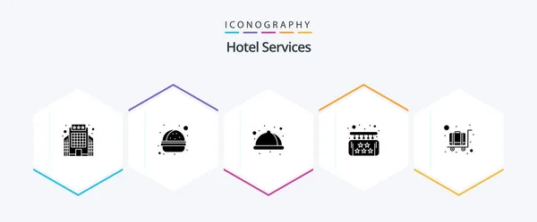 Hotel Services Glyph Icon Pack Including Cart Luxury Food Hotel — Stockový vektor