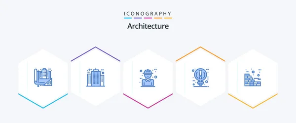 Architecture Blue Icon Pack Including Light Bulb Company Design Character — ストックベクタ