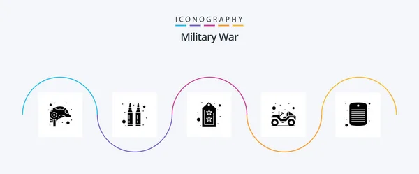 Military War Glyph Icon Pack Including Military Vehicle Army Transport — ストックベクタ