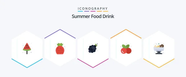 Summer Food Drink Flat Icon Pack Including Salad Healthy Food — Archivo Imágenes Vectoriales