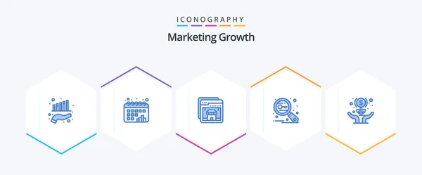 Marketing Growth Blue Icon Pack Including Expand Search Browser Research — Stockvector