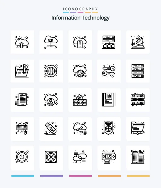 Creative Information Technology Outline Icon Pack Folder Transmitter Mobile Telecommunication — Stockvektor