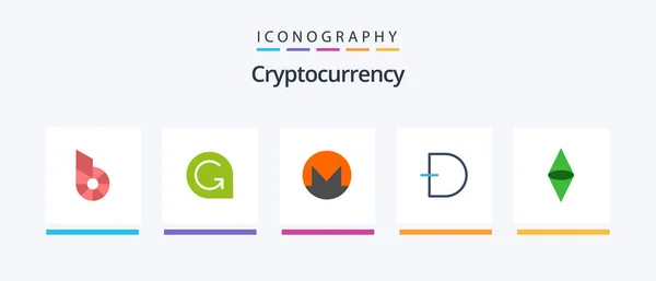 Cryptocurrency Flat Icon Pack Including Ethereum Cryptocurrency Monero Crypto Dogecoin — Vector de stock