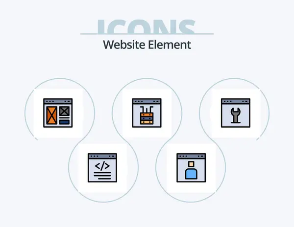 Website Element Line Filled Icon Pack Icon Design Internet Browser — Wektor stockowy