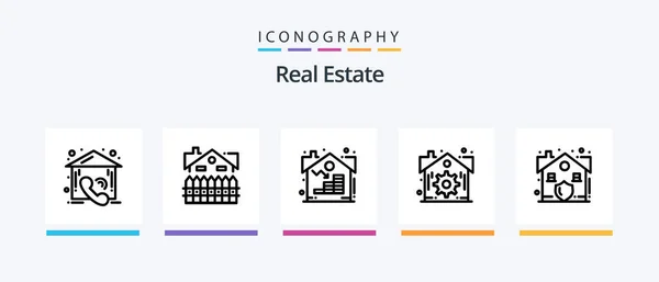 Real Estate Line Icon Pack Including Estate Call Construction Hand — Stockvektor