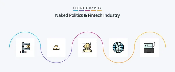 Naked Politics Fintech Industry Line Filled Flat Icon Pack Including — Stockvector