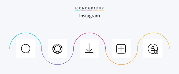 Instagram Line Icon Pack Including Twitter Twitter Contact Upload — Stockvektor
