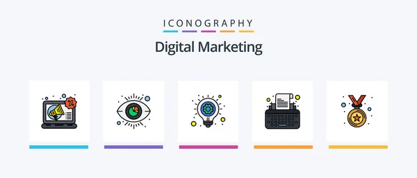 Digital Marketing Line Filled Icon Pack Including Business Maps Digital — Vetor de Stock