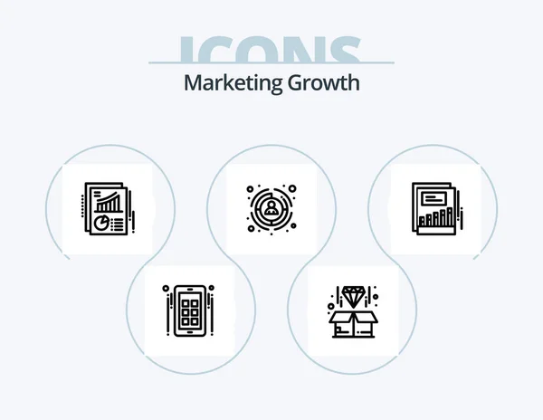 Marketing Growth Line Icon Pack Icon Design Advertising Email Report — Stock vektor