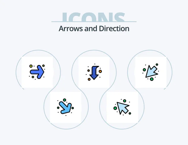 Arrow Line Fill Icon Pack Icon Design Право — стоковый вектор